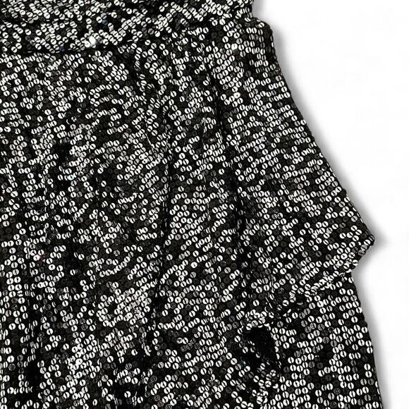 BADGLEY MISCHKA Collection Silk Sequined Wrap Dress 12 Formal Party Celebration - Picture 13 of 15